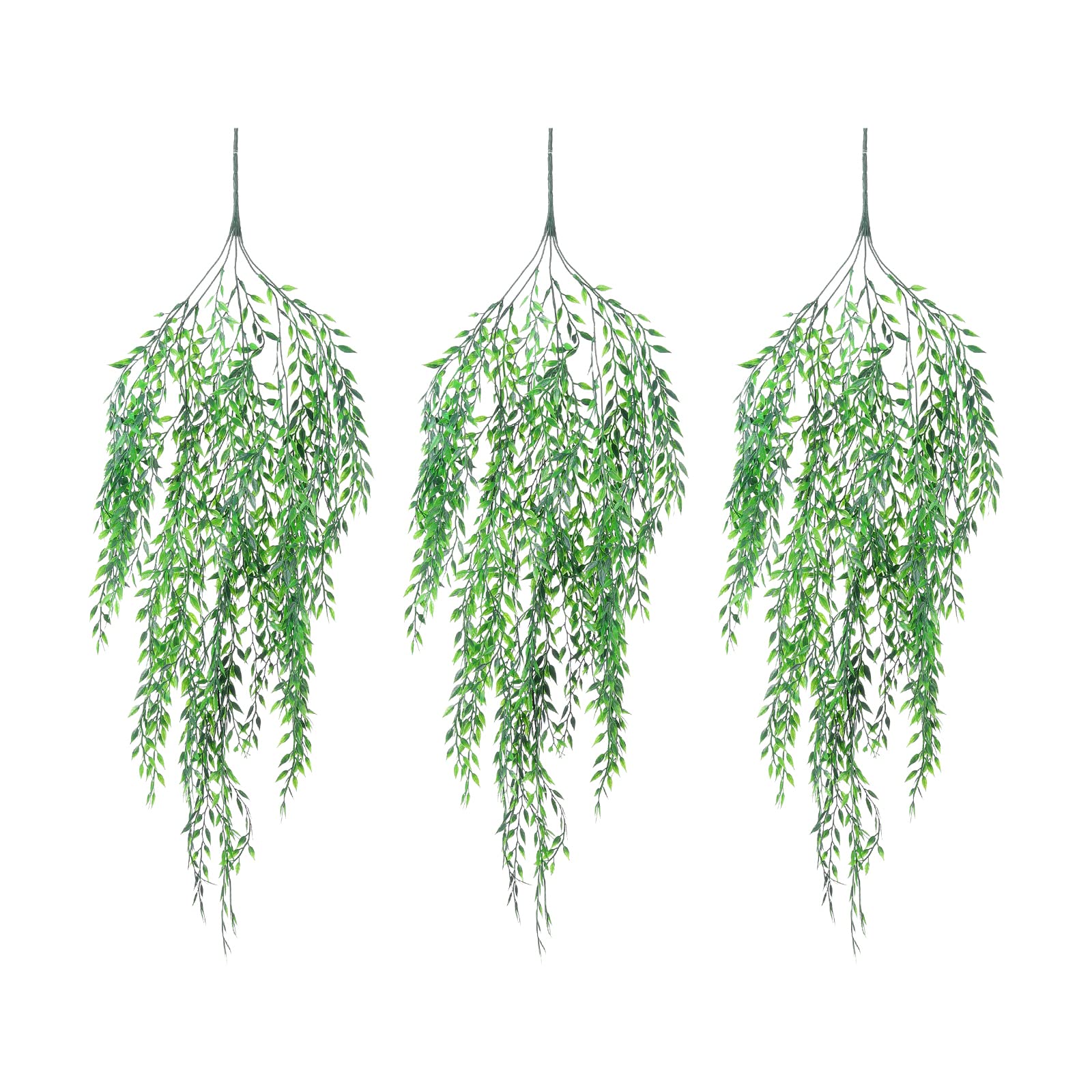 Garland Artificial Hanging Plants 4 PC Weeping Willow Swag Leaves Ivy Vine Fake Seaweed Greenery Faux Plants Realistic Home Office Christmas Decoration Indoor Outdoor