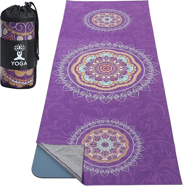MoKo Manta de Yoga Antideslizante con Bolsillos, 69,5x189cm, Secado Rápido para Pilates y Gimnasio