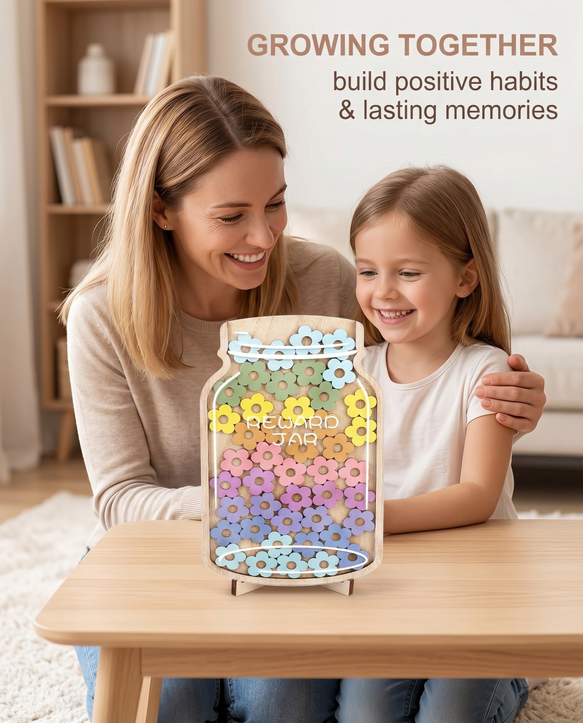 Barattolo Ricompense Bambini con 45 Fiori e Supporto, Sistema Motivazionale Visuale per Gestione Comportamento e Token Economy Educativo, Incoraggia Buone Abitudini