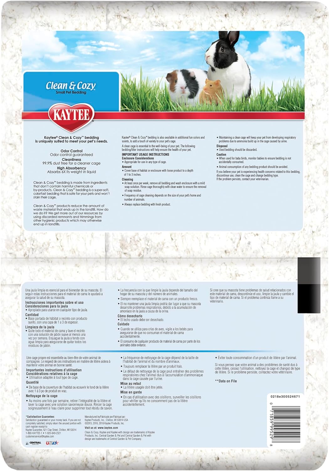 Kaytee Clean & Cozy White Paper Bedding, Made for Small Animals, 85 Liters
