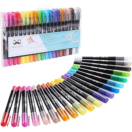 Mr. Pen- Washable Gel Crayons, Assorted Colors, 20 Pack, Non-Toxic Twistable Gel crayons, Silky Crayons for Coloring Book, Gel Crayons for Bible Journaling, Gel Crayons for Kids, Artist Crayons