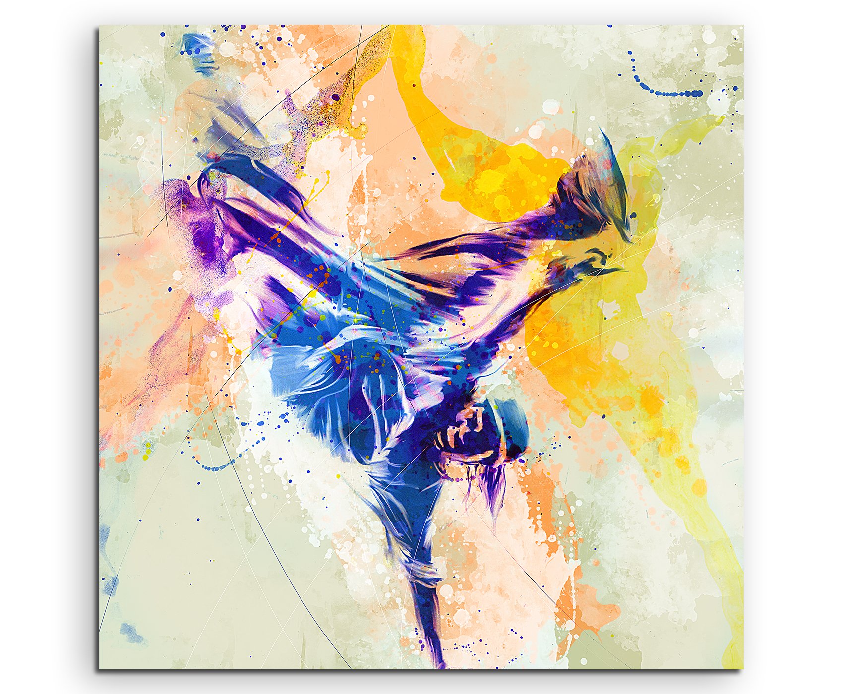 Paul Sinus Art Basketball Wandbild – 90 X 60 Cm, Leinwand Auf Holzrahmen, Splash Art Design