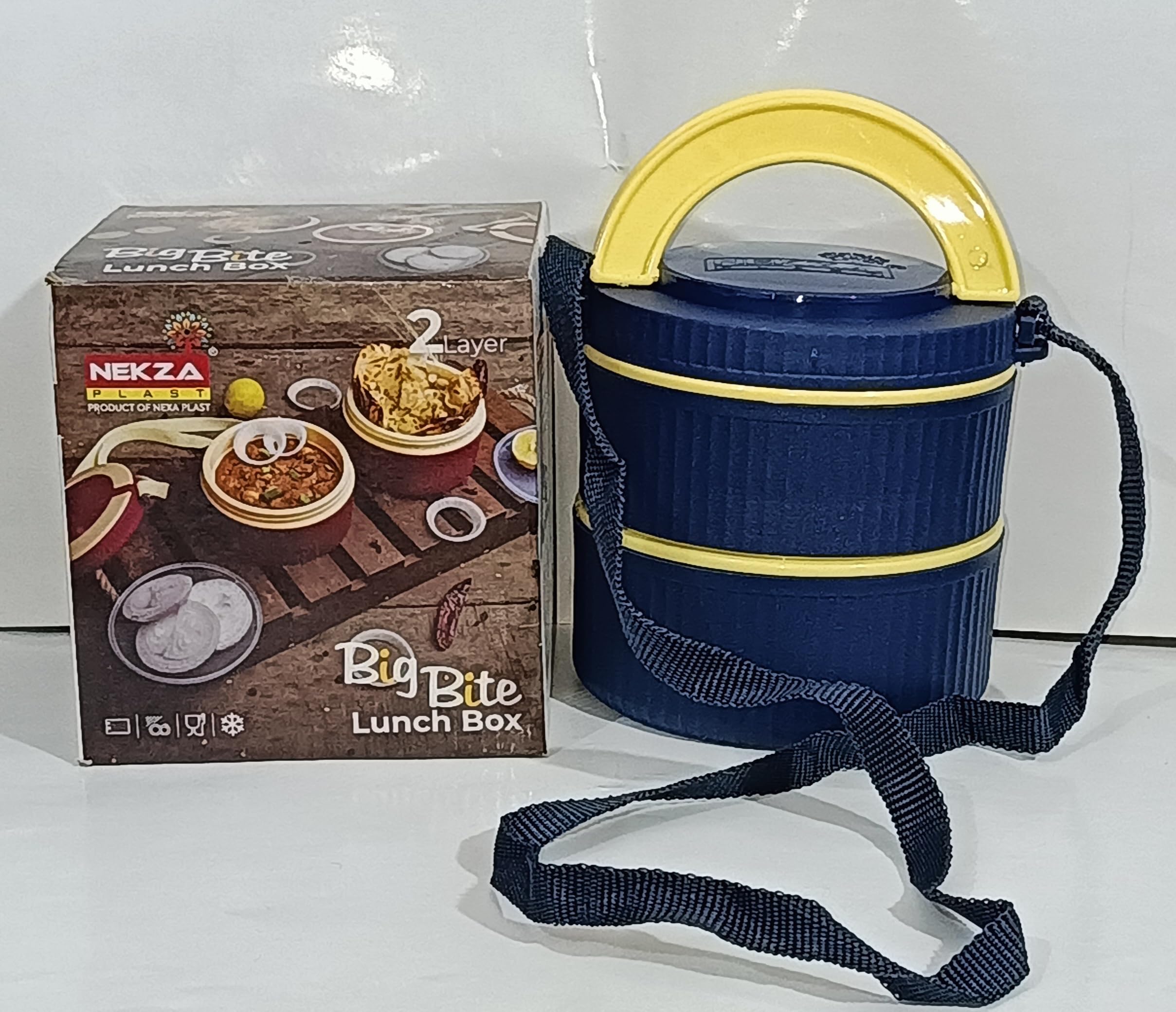 Buy NEKZA PLAST Big Bite Lunch Box, 2 Layer, with Shoulder Strap