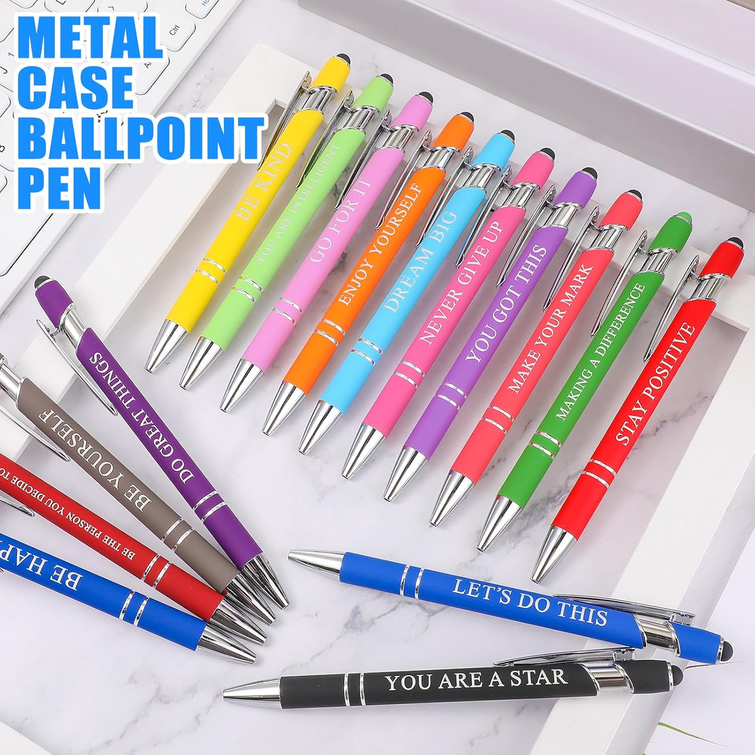 Sherr 80 Pcs Motivational Inspirational Quotes Ballpoint Pens with Stylus Tip 5.6 Inch Funny Ink Pen Bulk Inspirational Gifts for nurse Women Office Supplies Black Ink(Assorted,Encouraging) - Image 2