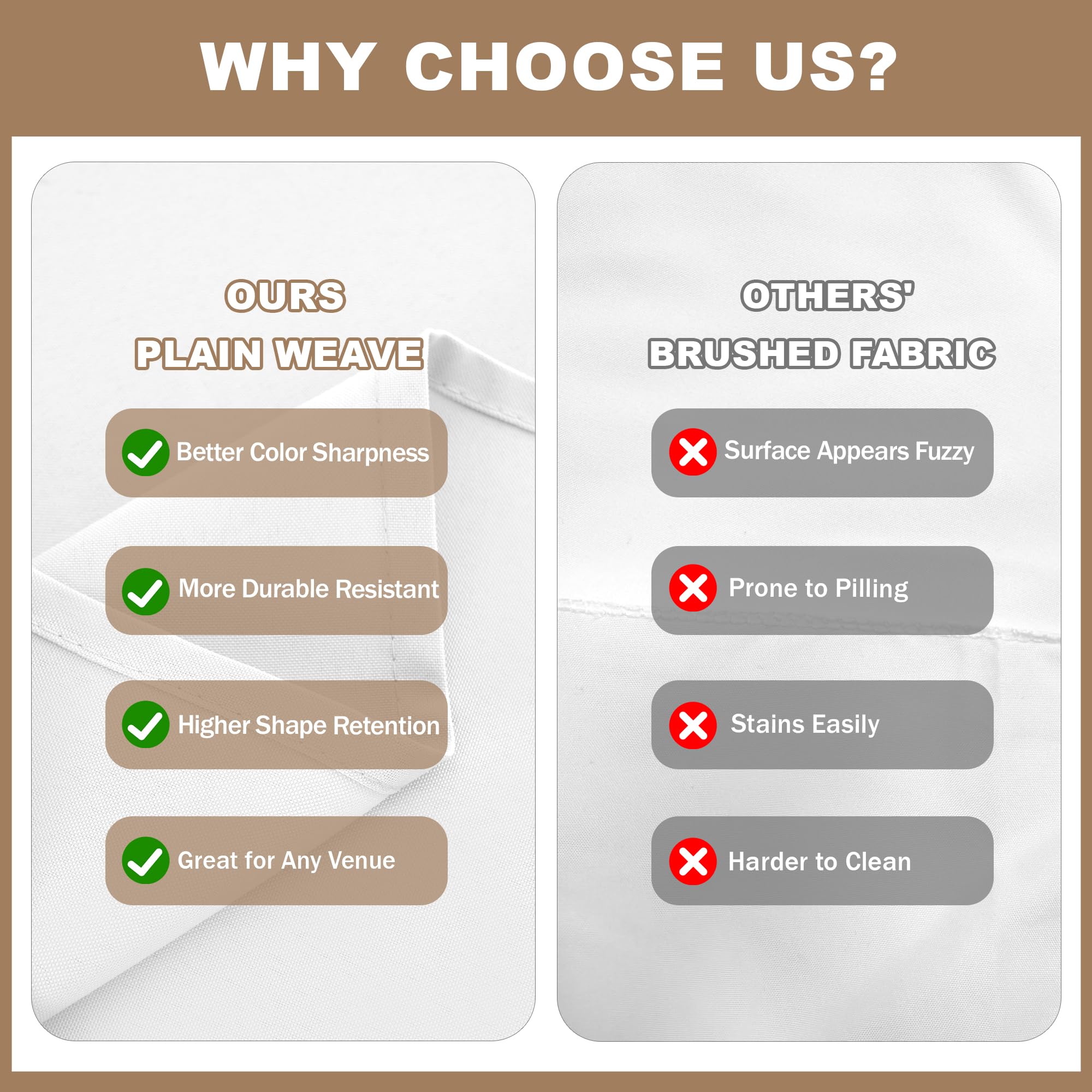 Fitable White Tablecloths for Rectangle Tables, 6 Pack - 70 x 120 Inches - Reusable and Washable Table Clothes for 6-8 Ft Tables, Polyester Fabric Table Covers for Wedding, Party, Banquet