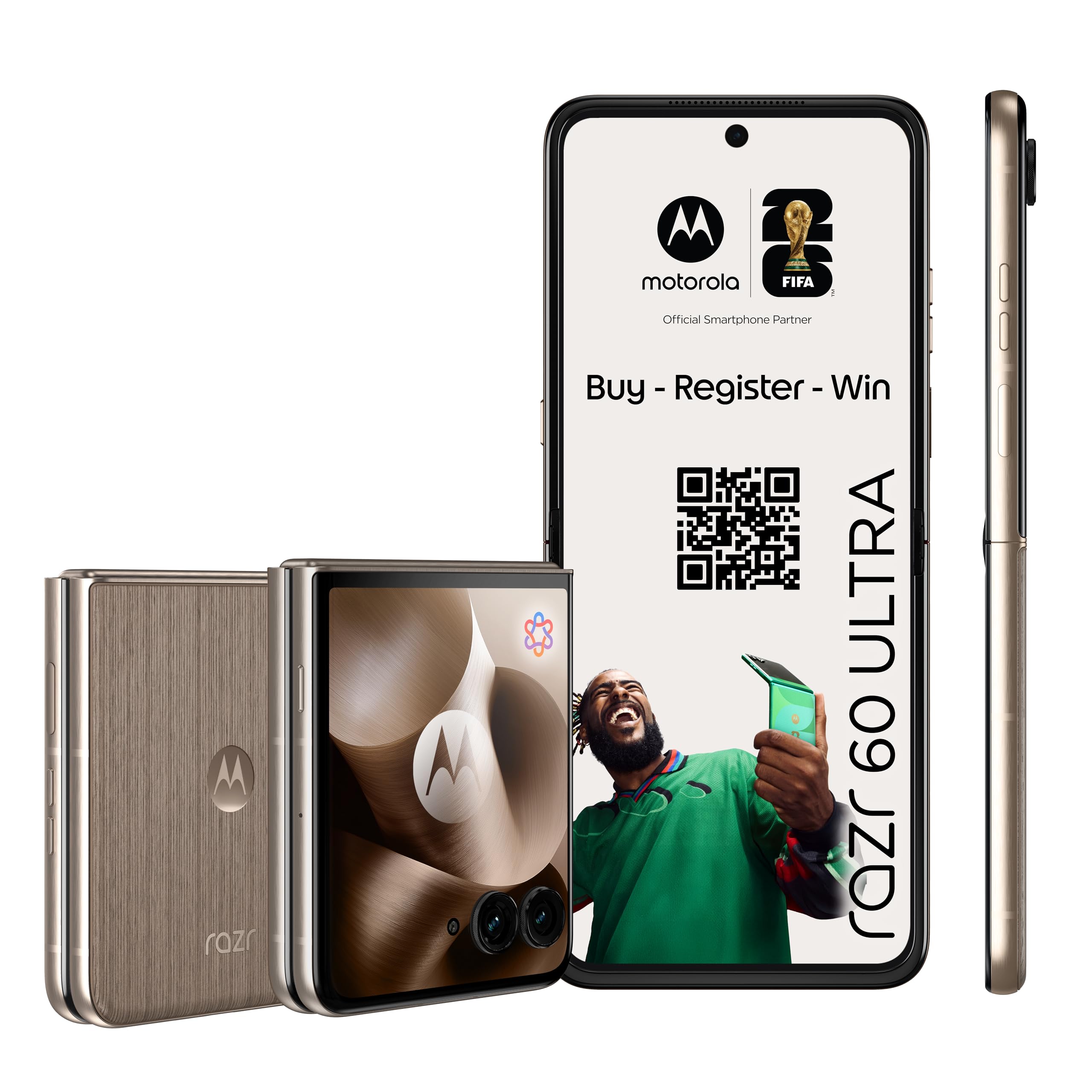 Motorola razr 60 Ultra (Flip-Phone 6,96"-pOLED-Display/Robustes 4,0"-Außendisplay mit Gorilla Glass Ceramic, widerstandsfähig, wassergeschützt, 50-MP-Moto-AI-Kamera, 12/256 GB) Pantone Mountain Trail