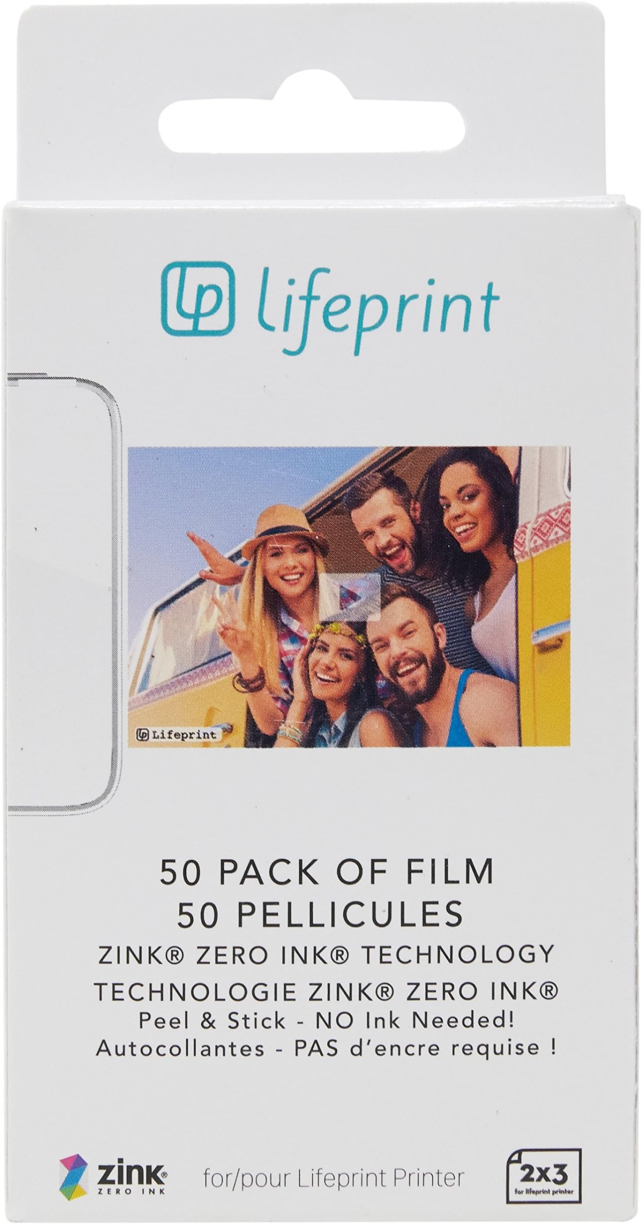 Lifeprint 50 pack of film for Lifeprint Augmented Reality Photo AND Video Printer. 2x3 Zero Ink sticky backed film