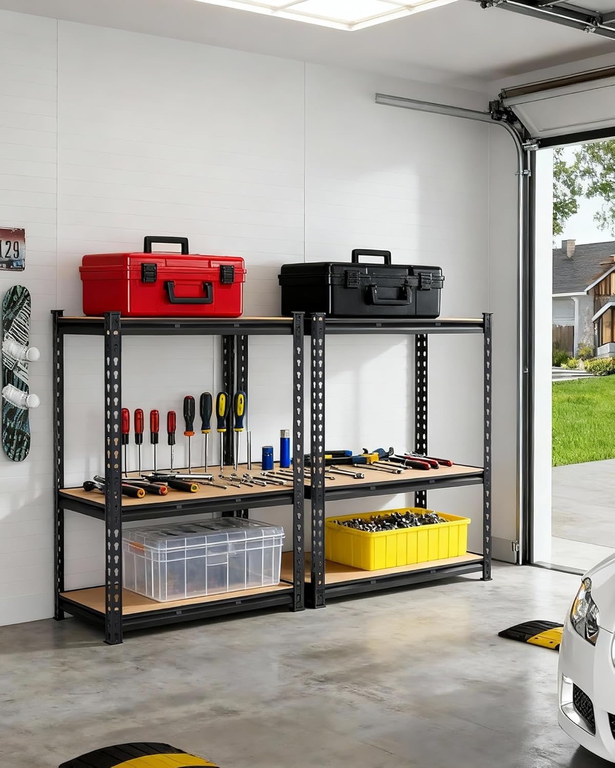 3Tier Adjustable Garage Shelving Units, 1320 Lbs Heavy Duty Metal Utility Rack Shelf, 48" W x 24" D x 72" H Inches Storage Shelves, Freestanding Shelving Units for Shed, Basement