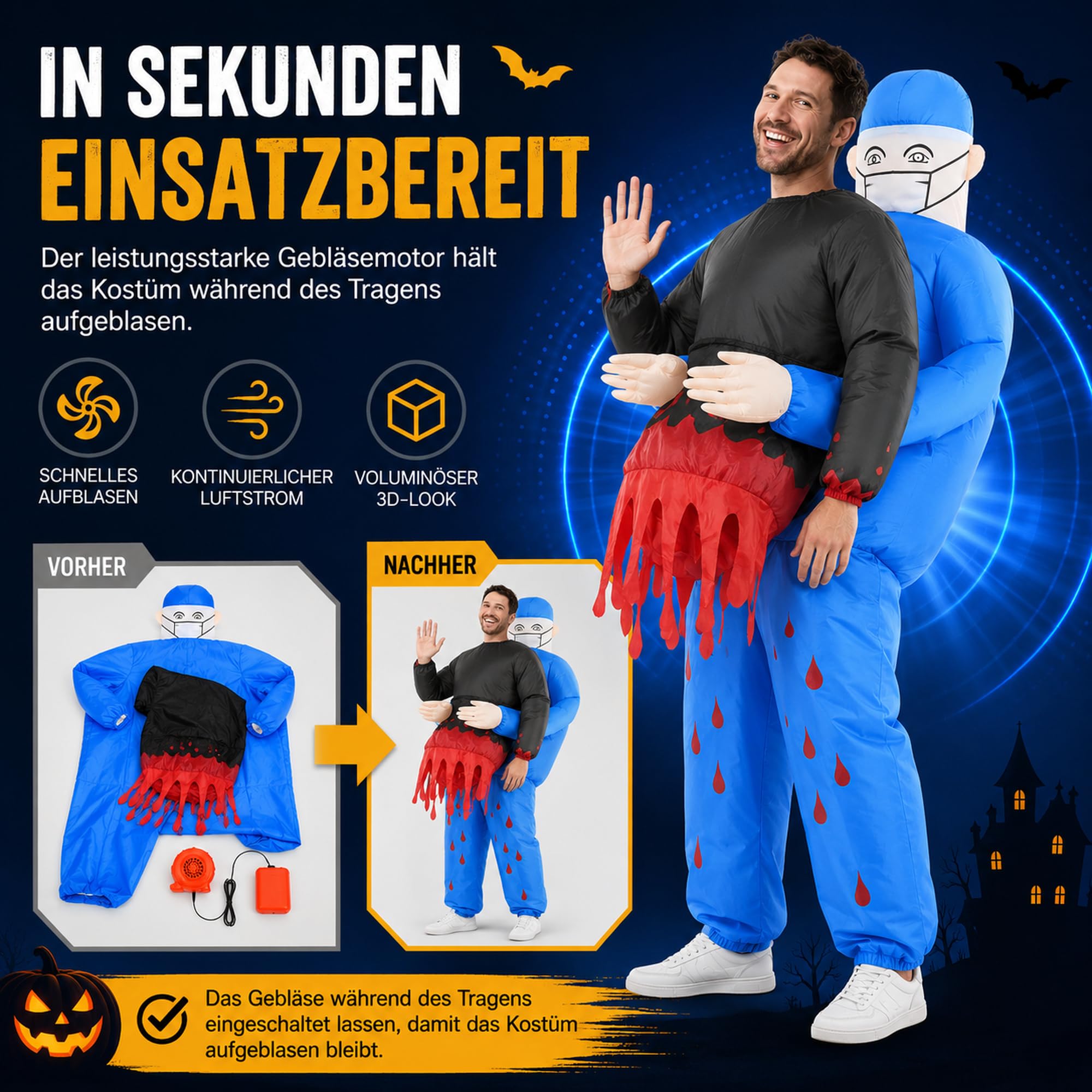 Costume Gonfiabile Medico Sangue Halloween Adulti