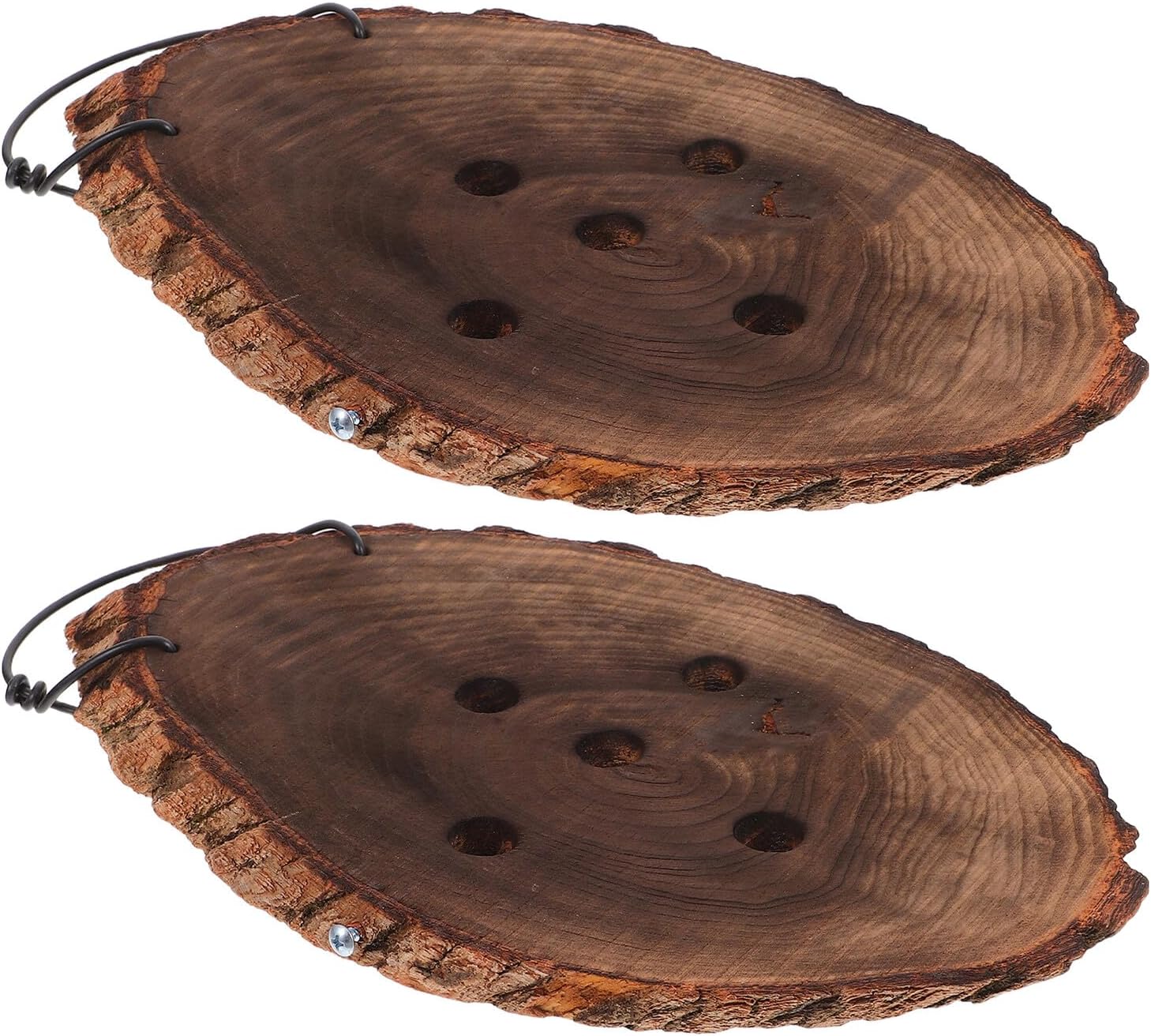 Solid Wood Fern Wall Planter Board 2pcs, Oval 15x30cm Hanging Mount for Orchids and Air Plants, Indoor Vertical Plant Display Holder