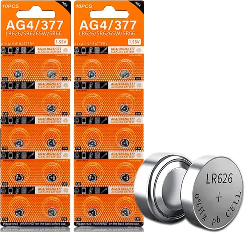 20 pcs AG4 Alkaline Batteries 1.5V GA4 LR626 SR66 377A Coin Button Cell Watch Battery