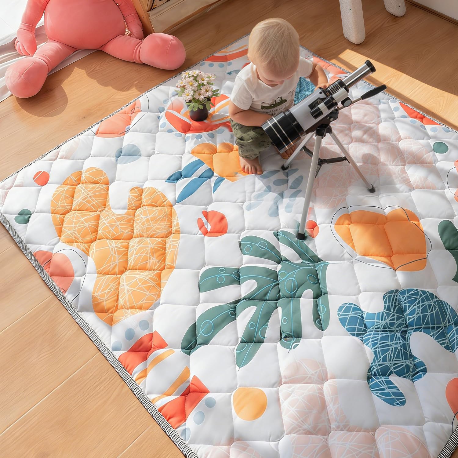 Sinhaklóho Alfombra Bebe Acolchada Plegable Extra Gruesa, Antideslizante y Suave, 180×150 cm, Lavable a Máquina, Sin Olores, Ideal para Parque Infantil y Suelos, Jardín Encantado