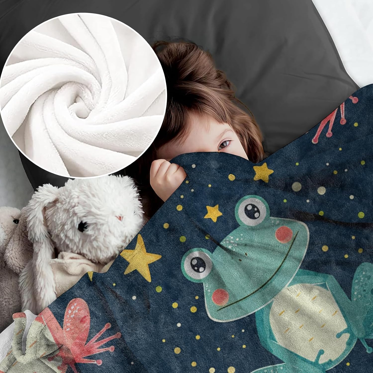 Frog Blanket for Kids Adults Frog Lovers, Flannel Frog Blankets Gifts, Frog Throw Blanket for Sofa Couch Bed Living Room Soft Warm Cozy Frog Decor 50" x 60"