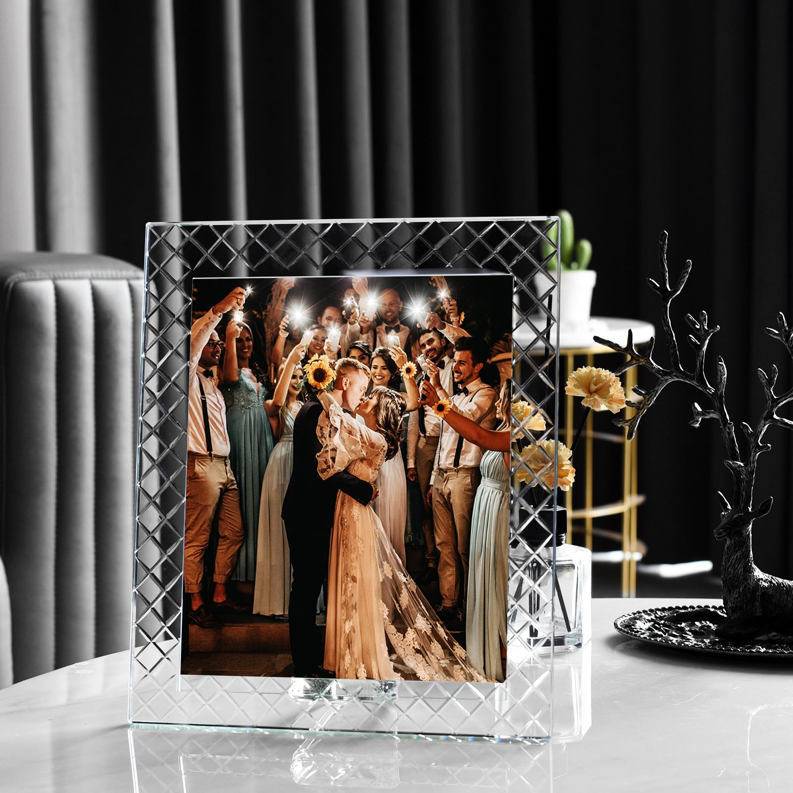 Cadre photo élégant en cristal, affichage en verre de qualité supérieure pour des souvenirs précieux, cadre photo fabriqué à la main avec diamant, parfait pour la maison et la décoration de cadeau