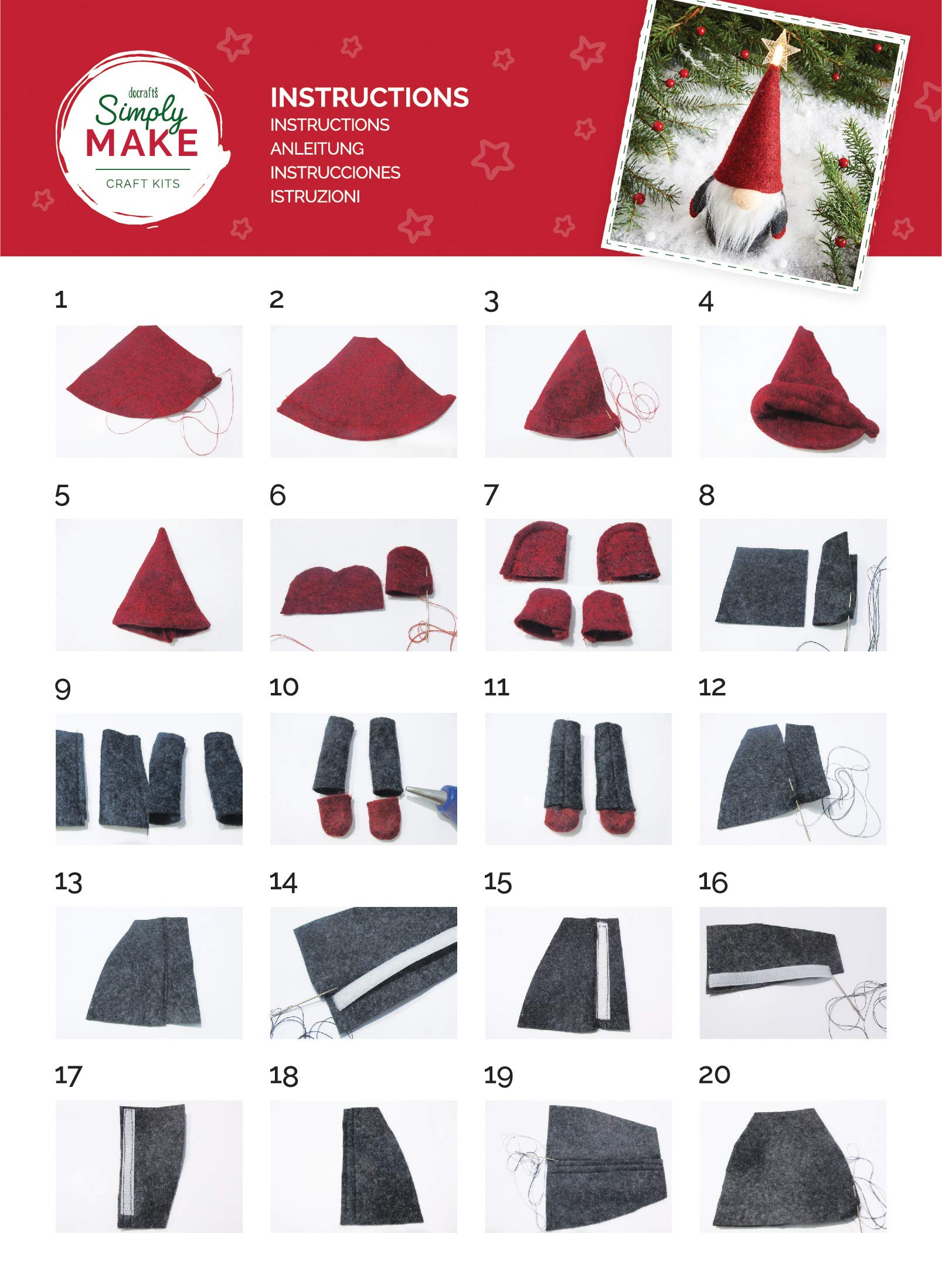 Simply Make Christmas Fabric Craft Kit, Light Up Santa, Festive Fabric Material Craft - Image 4