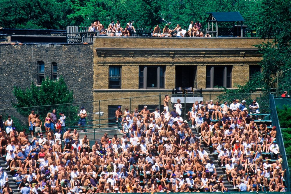 View of full bleachers full of fans during a professional Baseball Game Wrigley Field Illinois Poster Print by Panoramic Images (24 x 18)