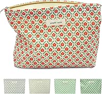 Vista 47 de STARDW Bolsas de cosméticos de flores para mujeres y niñas, bolsa de maquillaje de viaje, bolsa de maquillaje de lona de gran capacidad, bolsa
