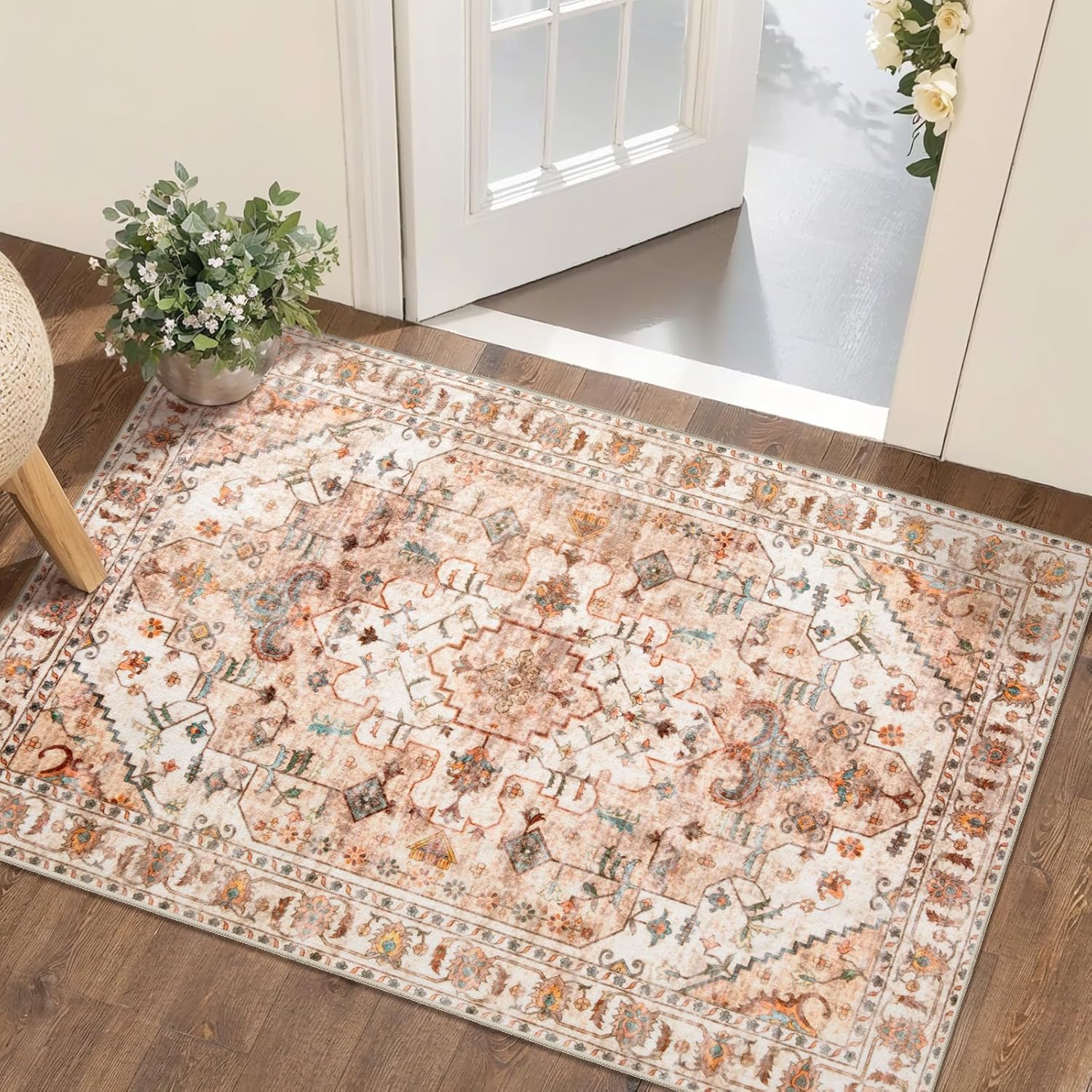 Amazon.com: SERISSA Boho Rugs for Entryway, 2x3 Peach Cream Entryway ...