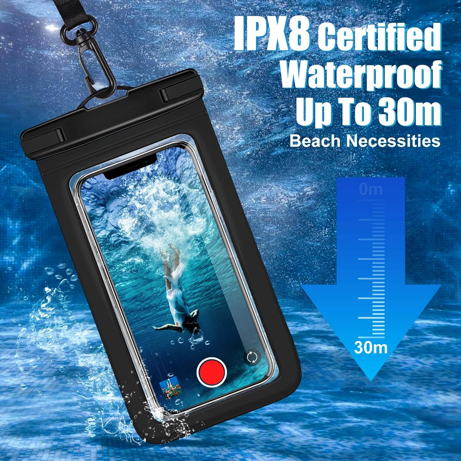 Custodia impermeabile IPX8 Universale Impermeabile Custodia Dry Bag Protezione Del Telefono per iPhone 15 14 13 12 11 Pro Max Plus XS XR X 8 Galaxy S23 S22 S21 S20 Pixel Fino a 7.5