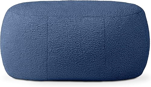 Jaxx Ellis - Puf otomano de piel de oveja sintética para diseño interior moderno, ovalado, índigo disponible en Yaxa Venezuela