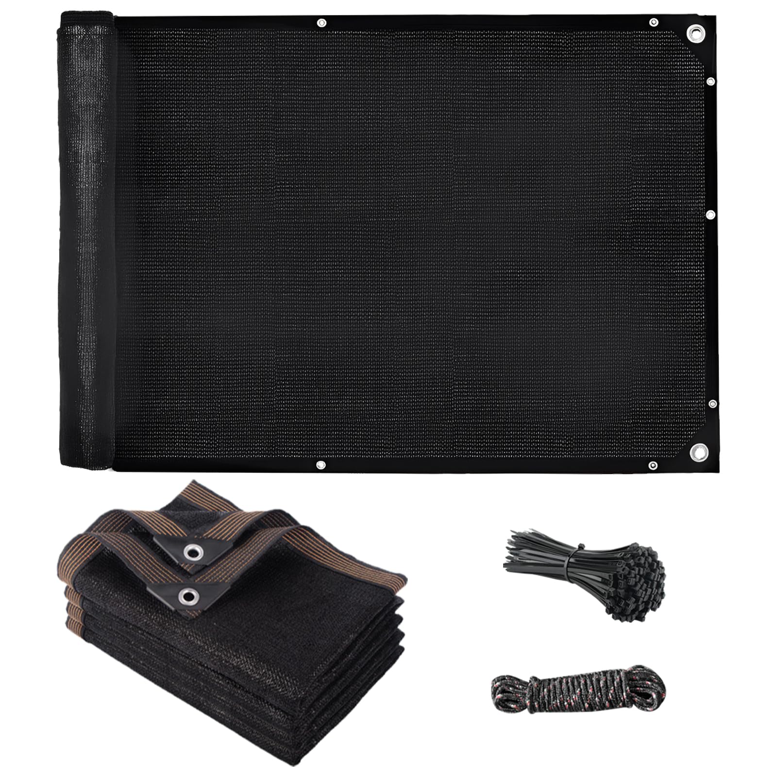 Clôture d'ombrage robuste 5m x 2m maille occultante noire haute densité