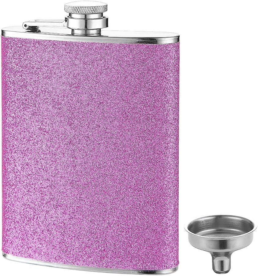  | FYL 8 Oz Hip Flask for Liquor, 188 Stainless Steel Leak Proof With Colorful Glitter Hip Flask, Purple: Flasks