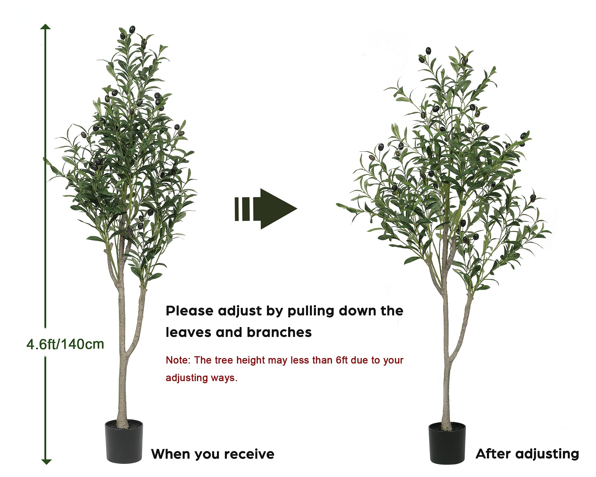 VIAGDO Artificial Olive Tree 4.6ft Tall Fake Potted Olive Silk Tree