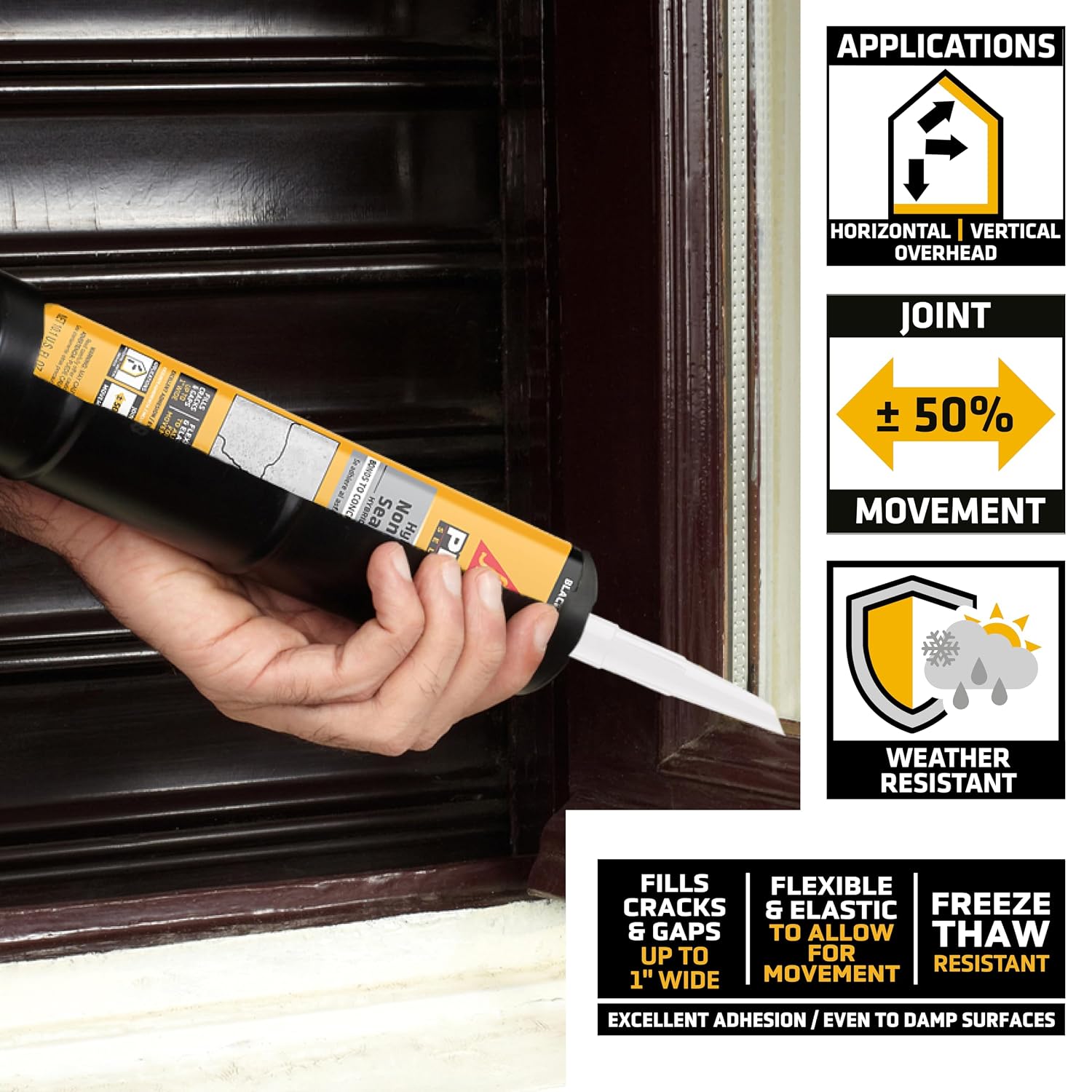 SIKA Sikaflex Hybrid NS 50 Multi-Purpose Non-Sag Sealant and Adhesive, Black, 10.1 oz, ±50% Movement
