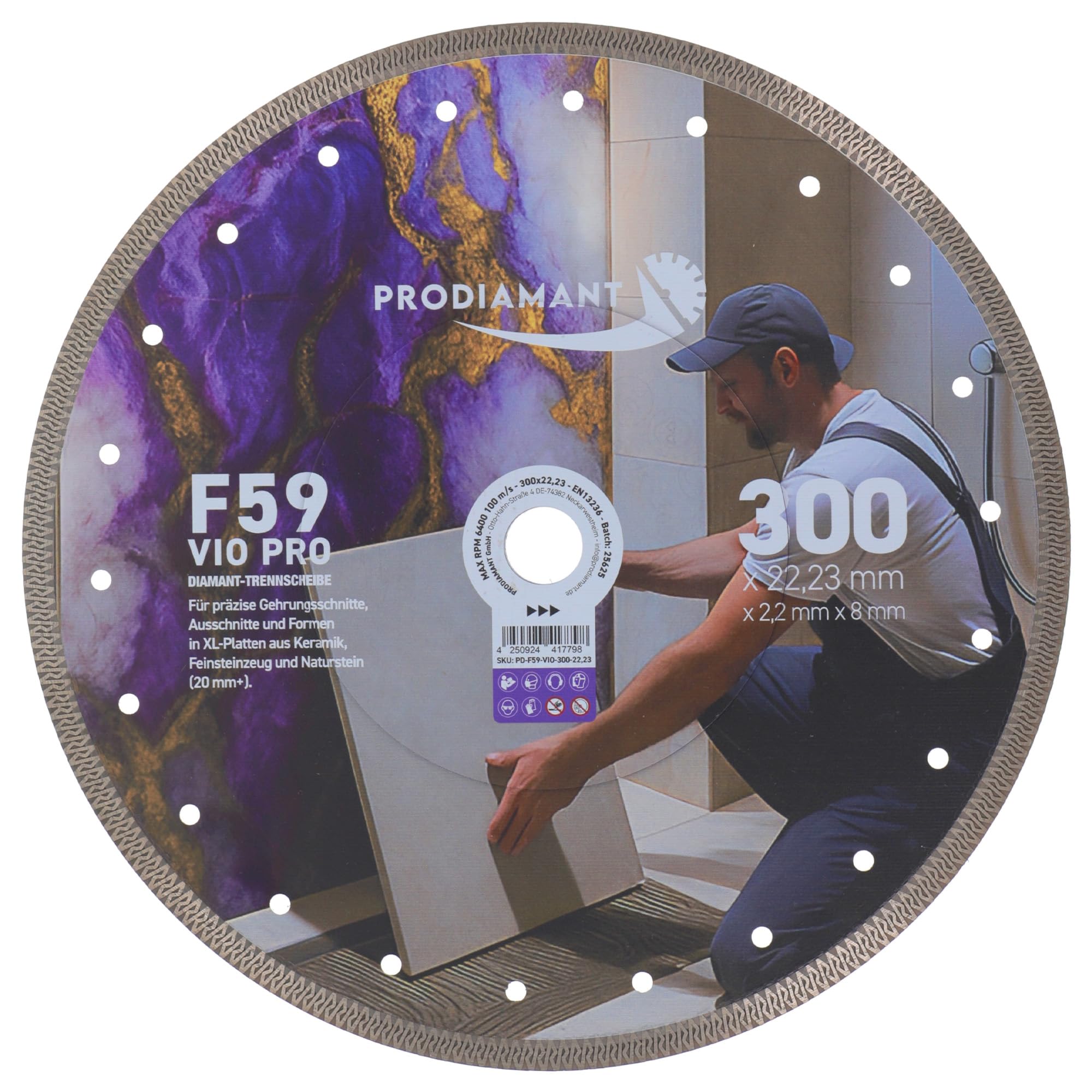 PRODIAMANT F59 VIO PRO Diamant-Trennscheibe 300 x22,23 mm | Segmenthöhe 10 mm | Schnittbreite 2.2 mm