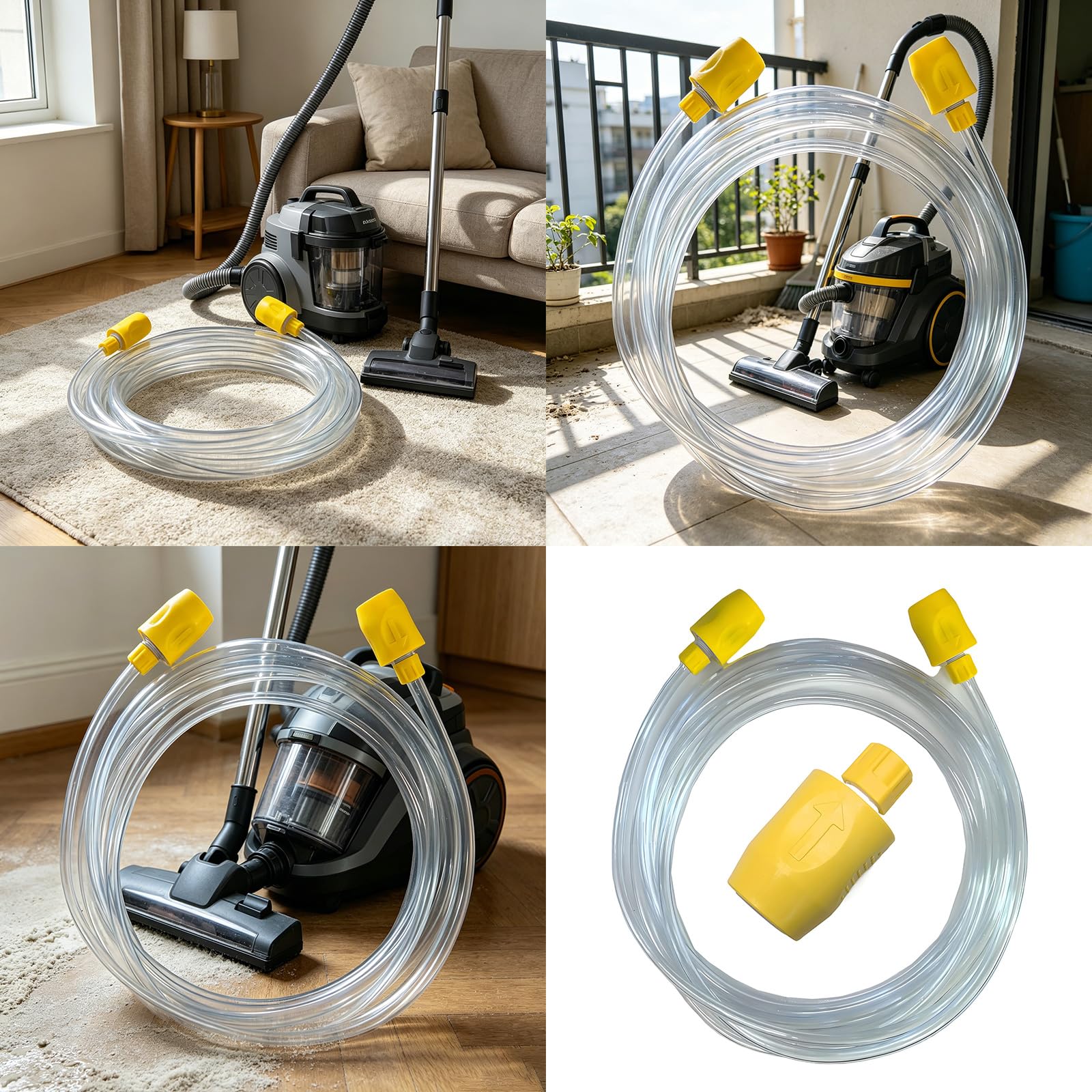 Manguera de succión de PVC transparente con amarillo, Puzzi spr 2,5 m