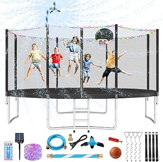 Lyromix Upgraded 16FT 15FT 14FT 12FT 10FT 8FT Trampoline Outdoor with Basketball Hoop and Net, Capacity for 4-6 Kids and Adults