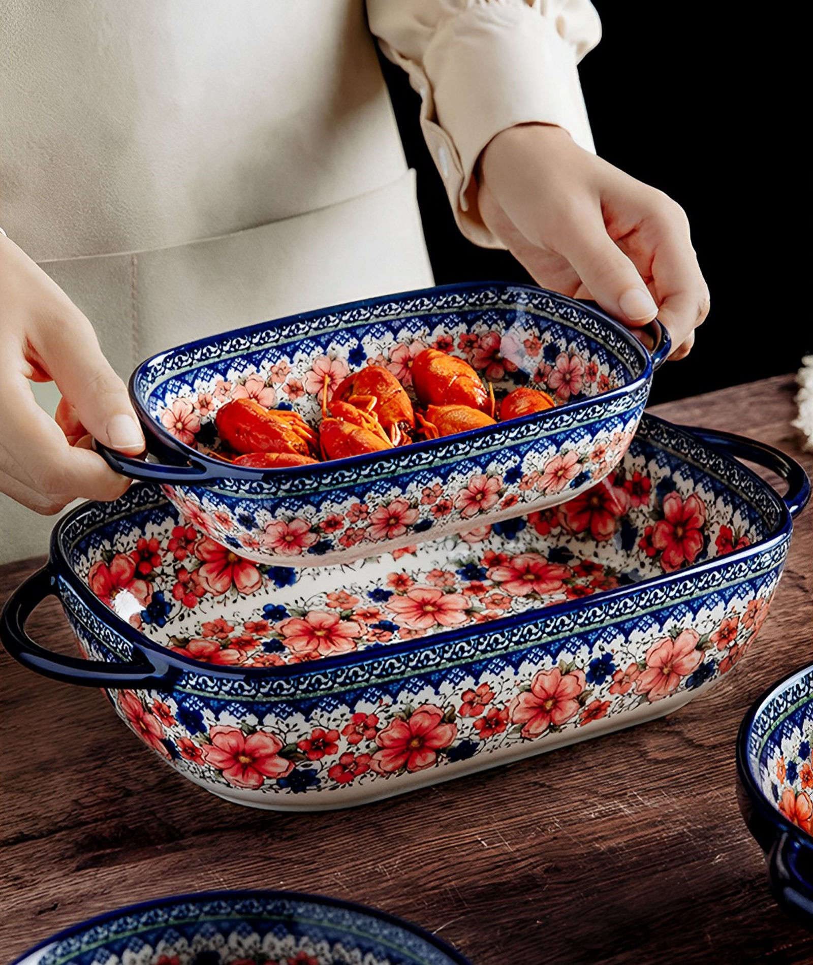 Kleine Auflaufform Für 1 Person, Lasagne Auflaufform Klein 950ml, Ofenform 21x18,5x7 Cm-Färberdistel-Rechteck 700ml