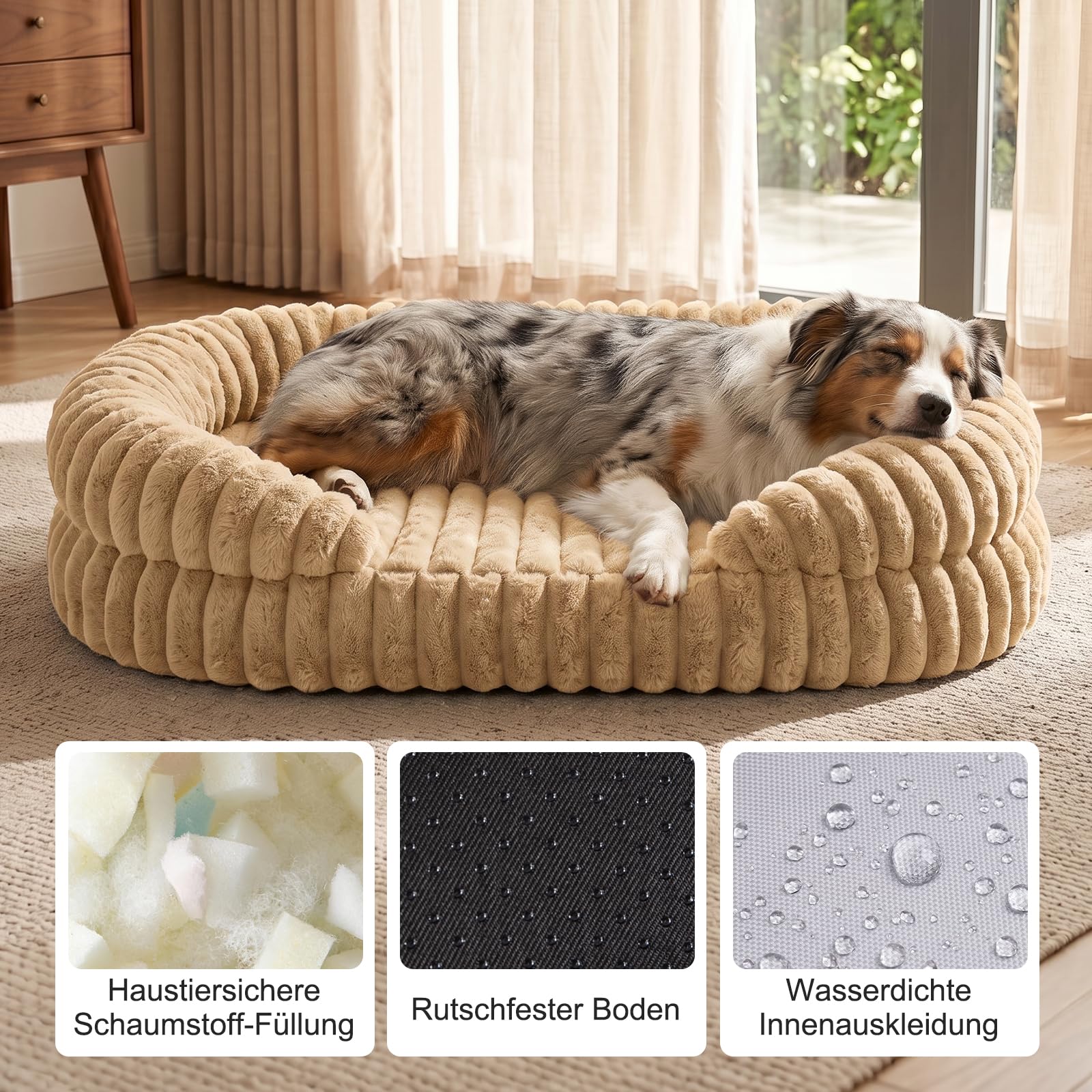 Cama Perro Ortopédica Grande 115x85x20cm, Sofá Perro Viscoelástico Desenfundable y Lavable, Colchón Perro Impermeable y Antideslizante