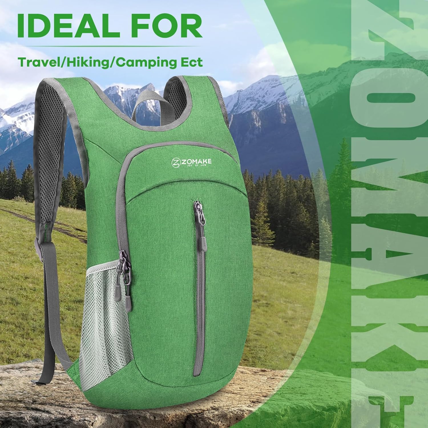 ZOMAKE 10L Ultra Lightweight Packable Backpack, Small Daypack Light Foldable Backpacks Water Resistant Day Bag for Hiking(Dark Green) - Image 6