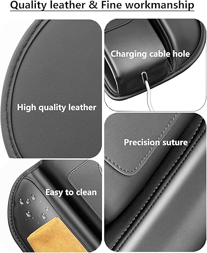 Miniatura 3 de Relleno y organizador de espacio para asiento de automóvil, paquete de 2 bolsas de cuero negro para portavasos de automóvil, accesorios interiores