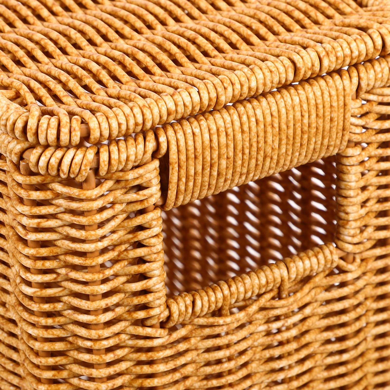 Kichvoe Cestino Portaoggetti Stretto E Alto Con Coperchio: Cestino Decorativo Intrecciato In Plastica Per Riviste E Libri 14 96 X 10 62 X 5 90 Pollici