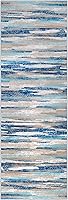 Vista 9 de Abstract Runner Rug 2x6, Blue Washable Hallway Runner Rug Non-Slip, Soft Printed Kitchen Runner, Thin Faux Wool Runners for Hallways, Modern Floor