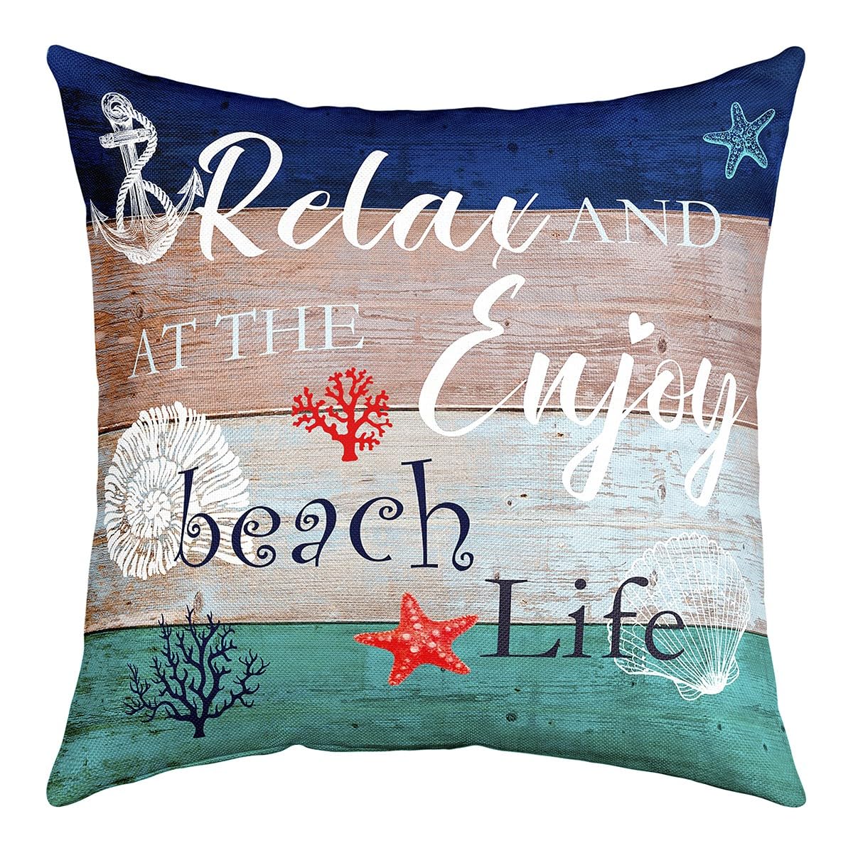 Federe Per Cuscini Stella Marina - Set Da 2, 45x45 Cm, Tema Oceano, In Lino, Per Divano E Letto