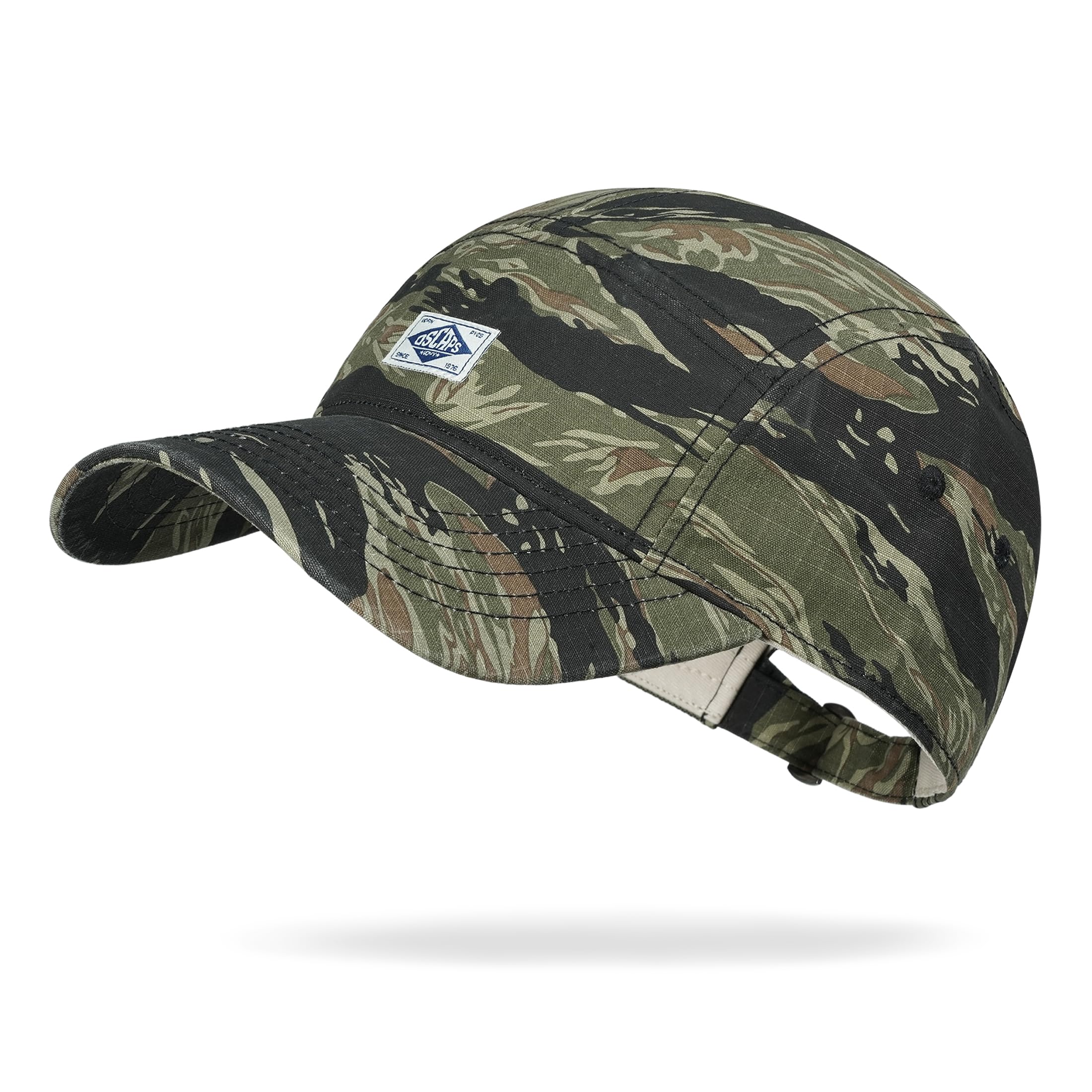 CLAPE Camouflage 5 Panel Baseball Cap, Cotton Camo Outdoor Hat | Breathable cotton camo cap with a low-profile 5-panel fit and 2.75" brim for hiking, running and everyday outdoor wear.