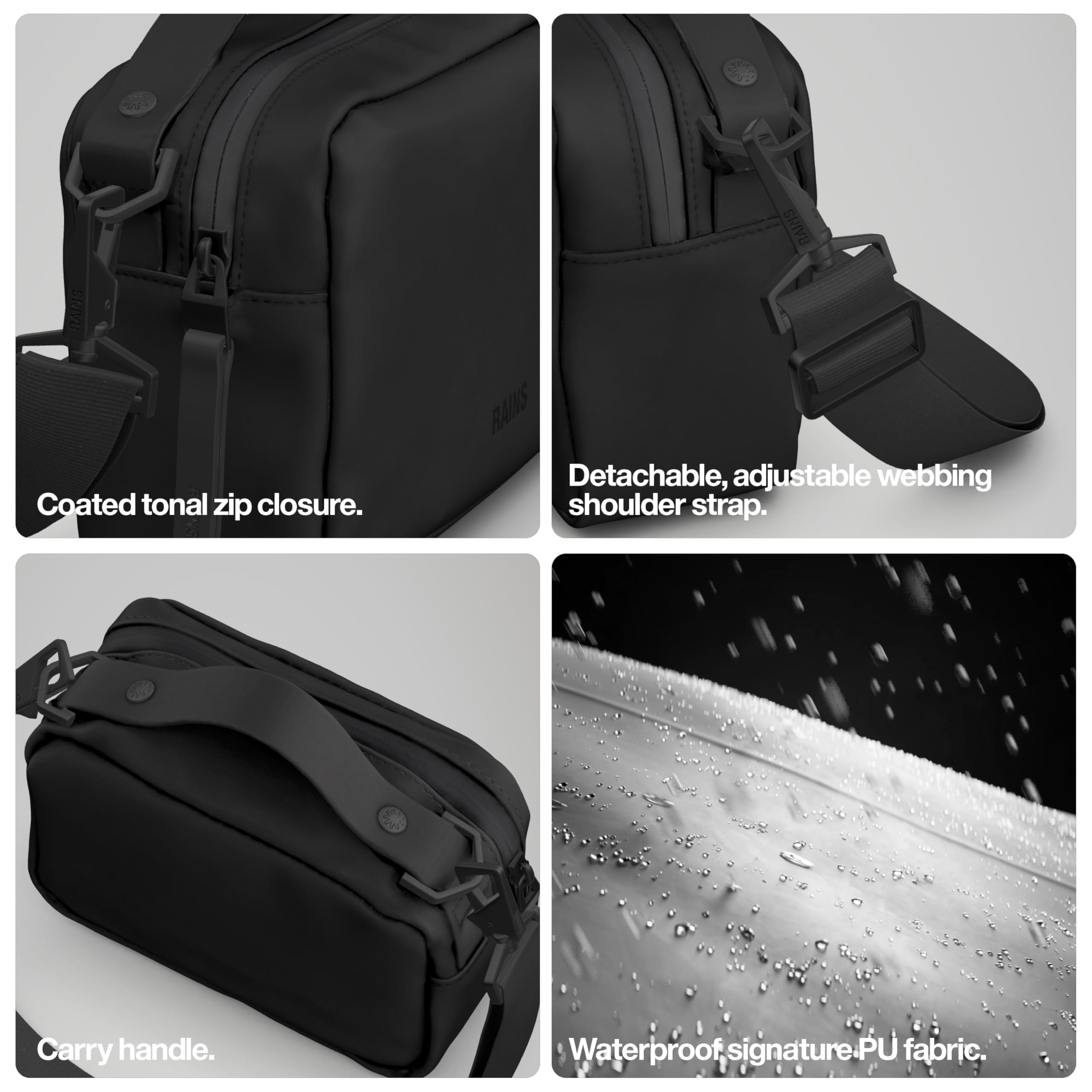 RAINS Unisex Waterproof Crossbody Bag, Sling Bag, Fanny Bag - Versatile Black Box Bag for Women & Men