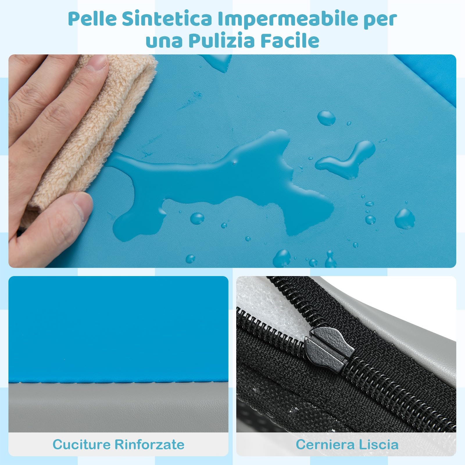 COSTWAY Tappeto Gioco Pieghevole, 144 x 144 cm, Tappetino da Ginnastica con Pelle Impermeabile, Tappeto da Pavimento per Cameretta (Blu+Verde)