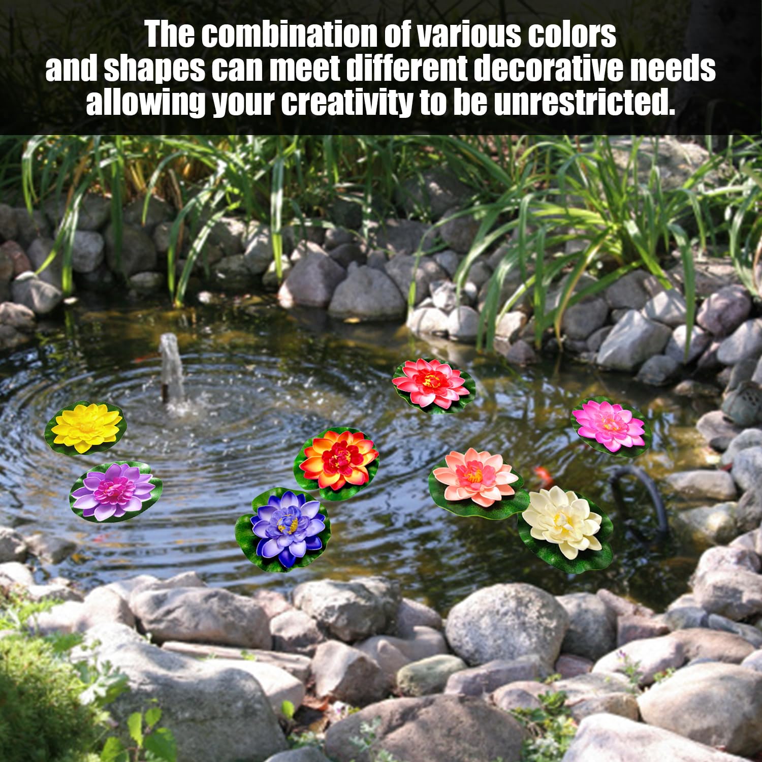 8 fleurs de lotus artificielles, décoration de piscine, fleurs de lotus, décoration de plantes artificielles, décoration de bassin en plein air, plantes de piscine flottantes