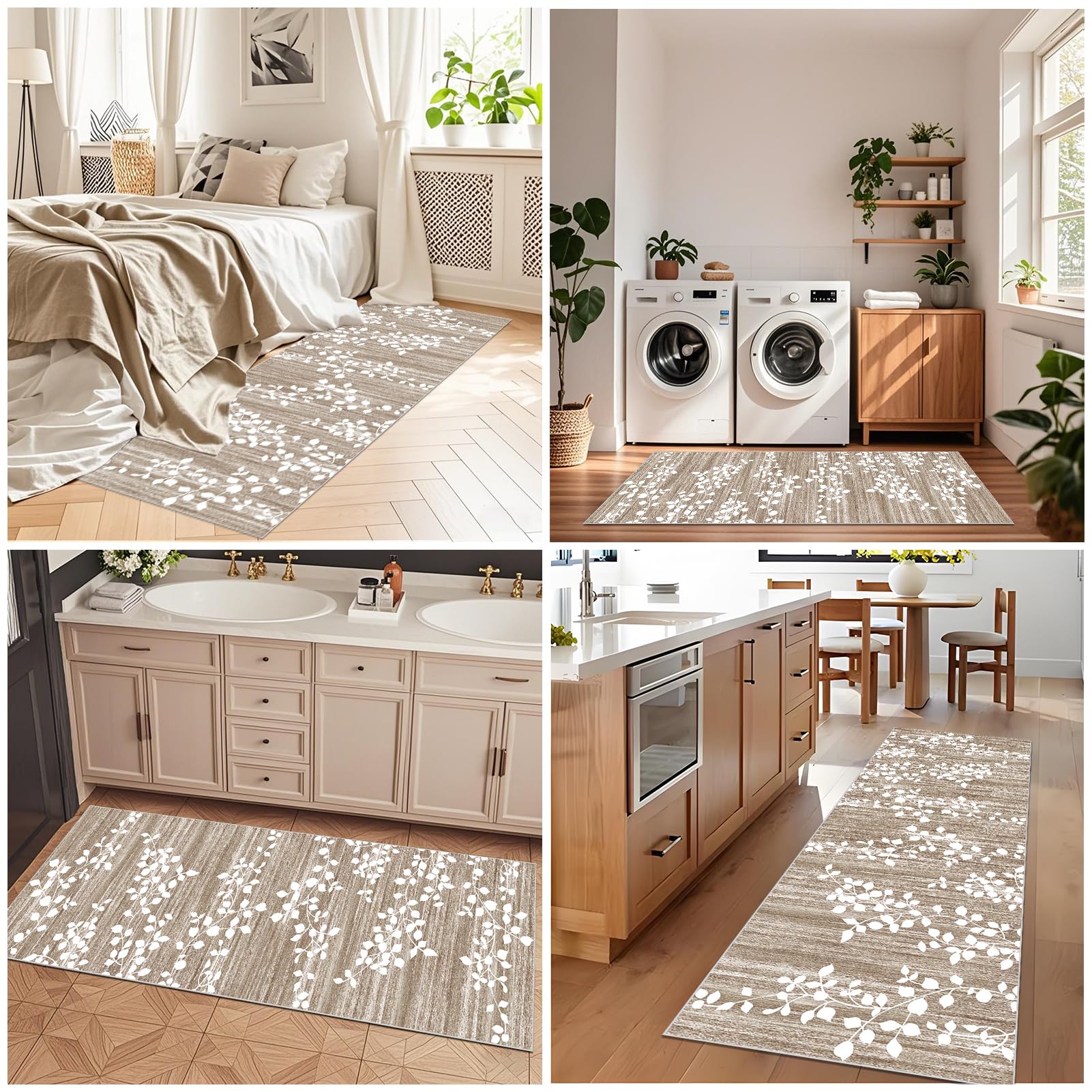 Teppich Läufer Flur Langer Läufer Waschbar Küchenläufer Meterware 70 x 260 cm Küchenteppich für vor dem Waschbecken rutschfeste Teppich für Eingangsbereich Bettvorleger Flur Küche Waschküche