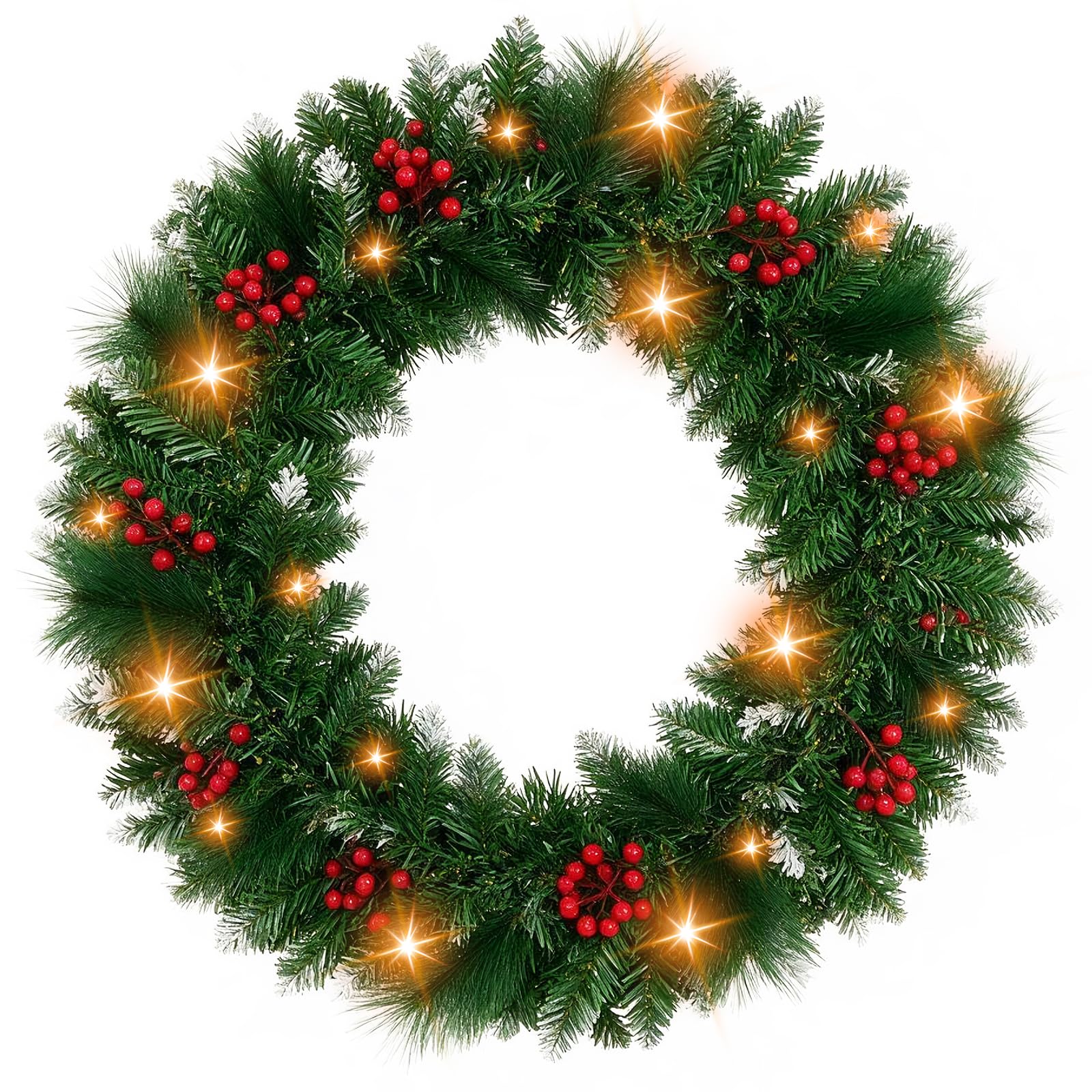 9FT/2.7M Christmas Garland - Xmas Garland with 3m 30 Lights, 220 Snow Tips
