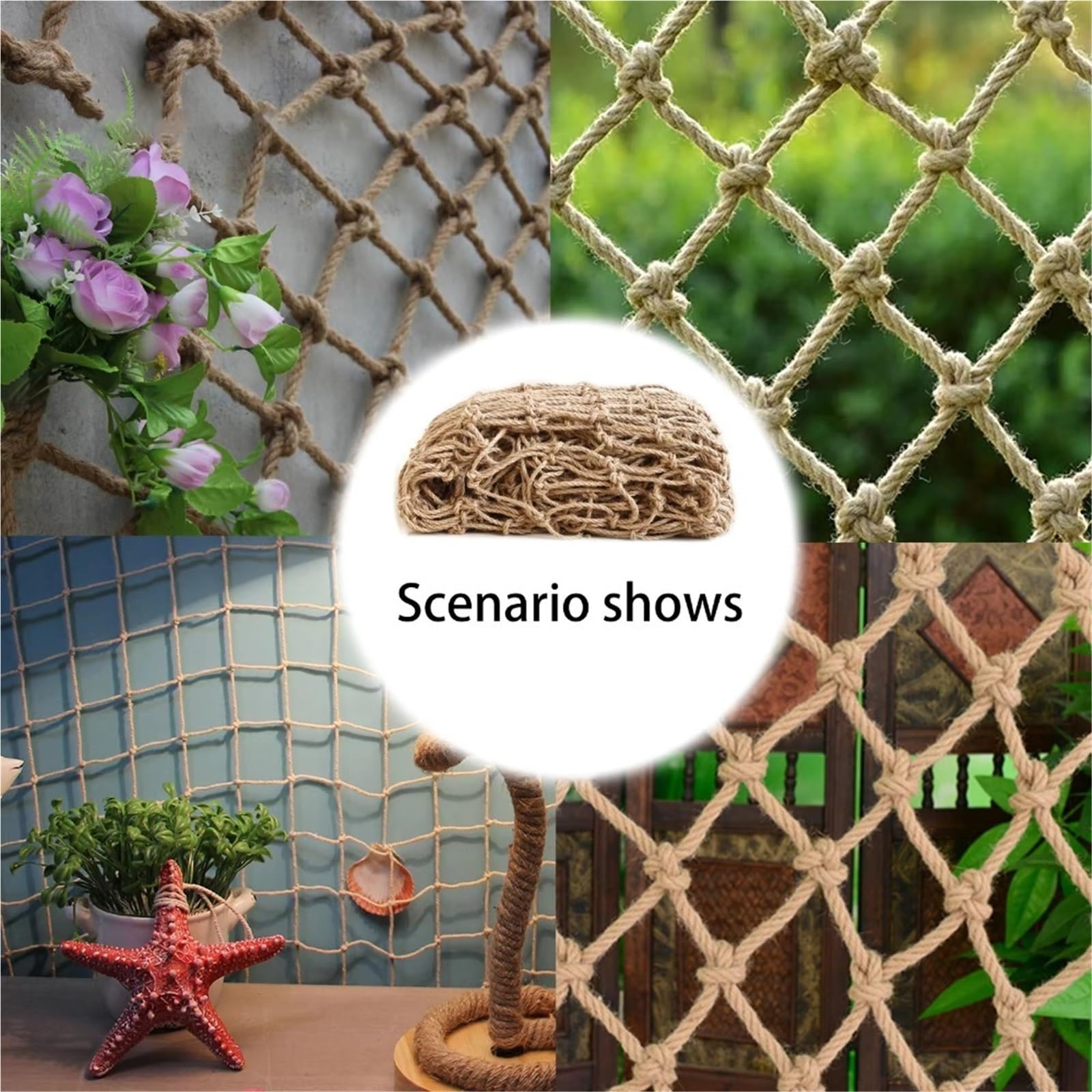 Corda Canapa Naturale Corda di canapa Rete da arrampicata Natura Iuta Giardino Balcone Spago Traliccio Decorativo Soffitto Decorazione parete