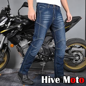Mens Motorcycle Aramid Fiber Jeans Motocross Protective Denim Pants Reinforced Hip and Knee Safety CE Armor