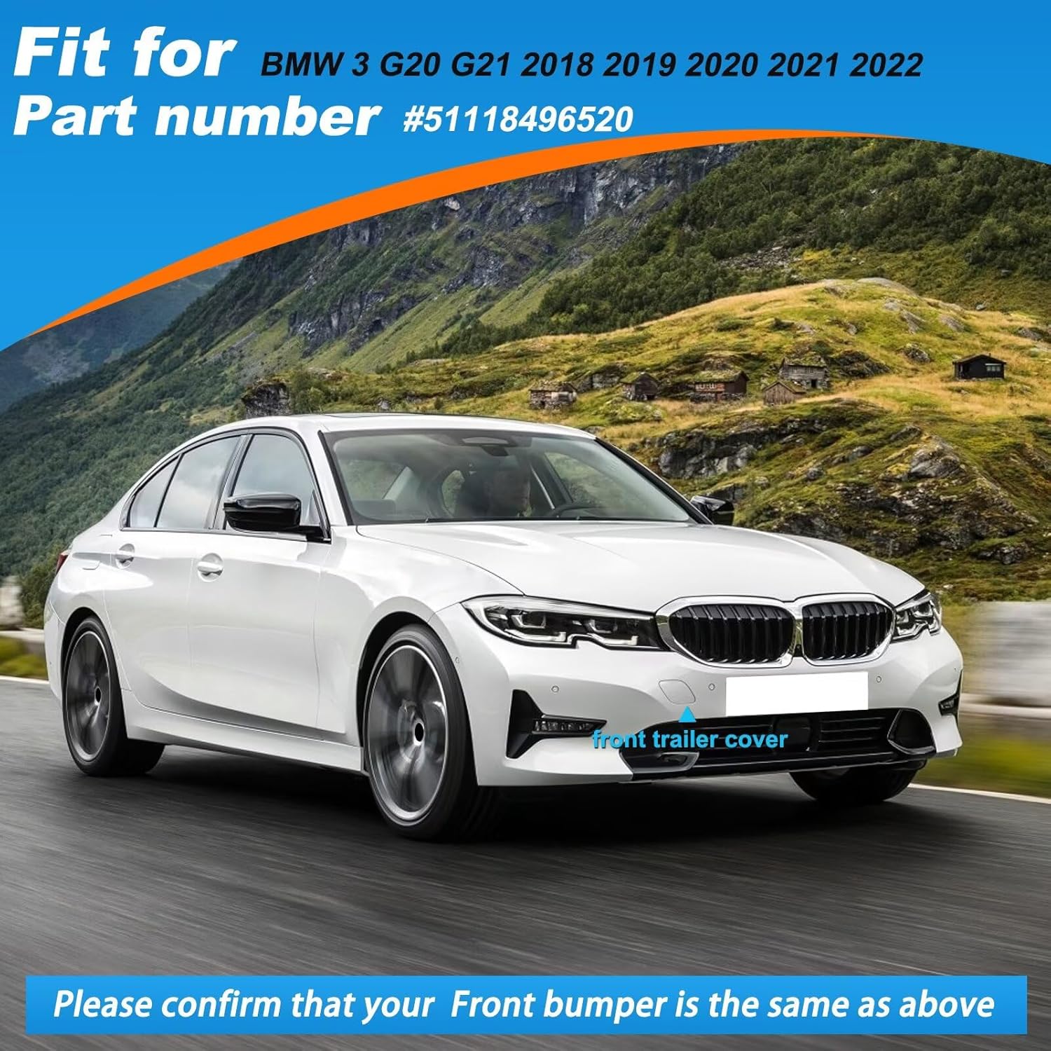 Car Front Bumper Tow Hook Cover Cap Towing Eye Fit for BMW 3 Series G20 Sedan G21 Wagon Fit 316d 318dX 2019 2020 2021 2022 (Snow Mountain White) 51118496520 Only Suitable for Standard Package Edition