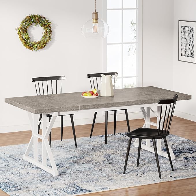 Tribesigns Farmhouse Dining Table for 6 People, 70.8Inch