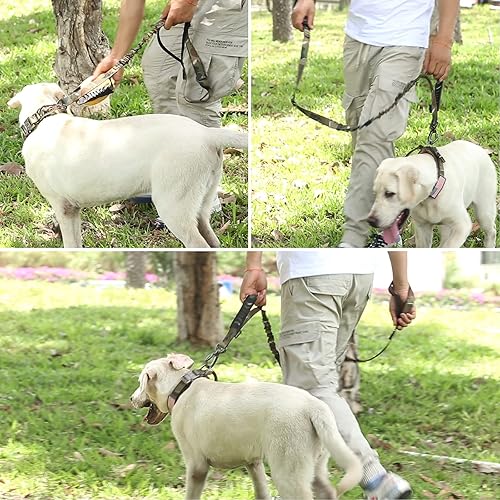 Miniatura 9 de Hotsky Correa táctica para perro resistente para perros medianos y grandes que tiran, 4-6 pies, correa militar fuerte que absorbe los golpes, con