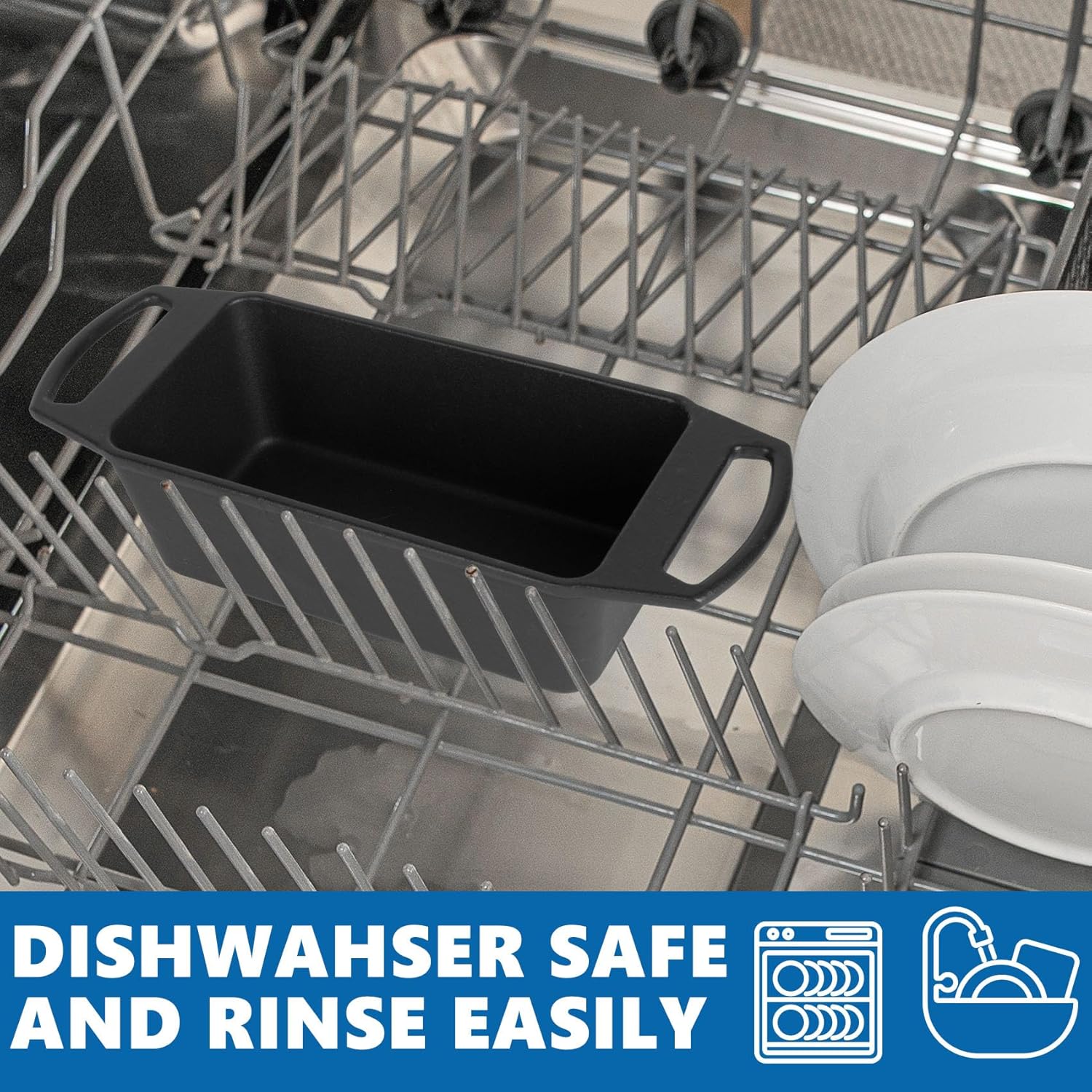 SafBbcue 8.5×4.5 In Cast Iron Loaf Pan,Bread Baking Pans, Even Heat Distribution Bread Baking Pan for Homemade Bread, Cake, Meatloaf, Dutch Oven for Bread Baking, 2 Piece Set